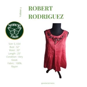 Robert Rodriguez Red Scoop Neck Sleeveless Top